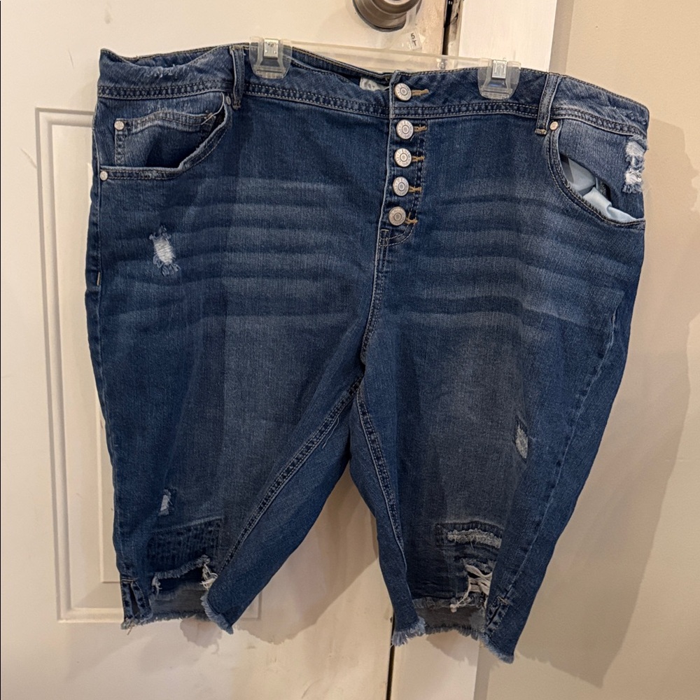 Cato Blue Distressed Jean Shorts